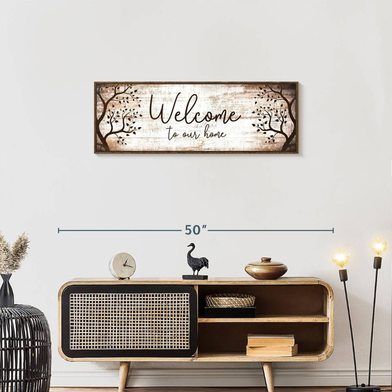 Bienvenue chez nous, typographie I, Cadre flottant noyer, 37 po x 13 po