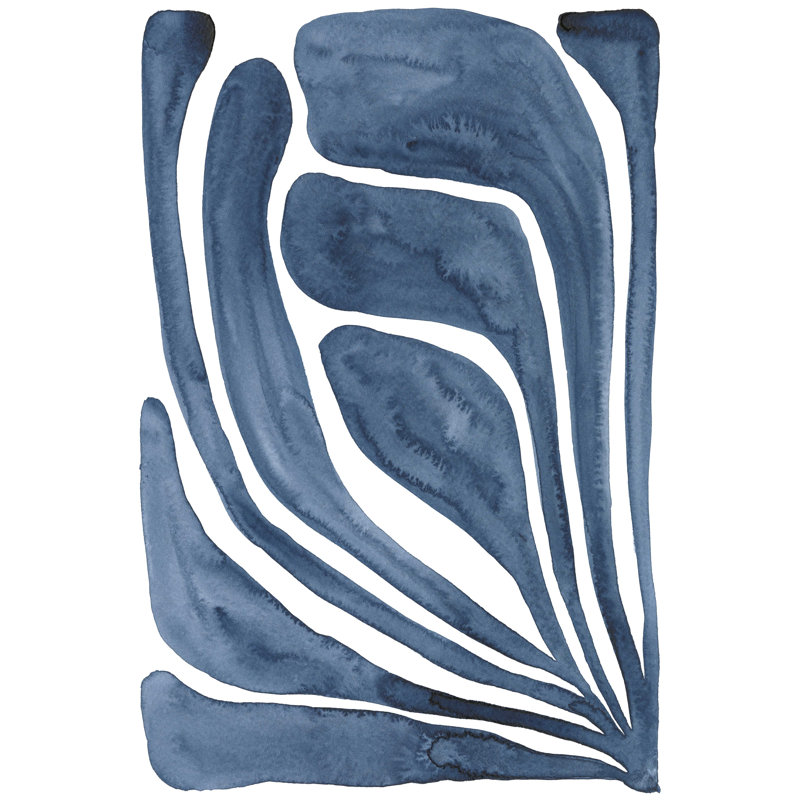 «Blue Stylized Leaf I» par Regina Moore - impression sur toile tendue, H 18 po x l 12 po x P 1,25 po