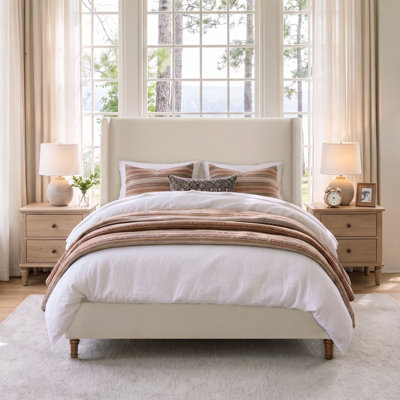 Mozter Upholstered Wingback Platform Bed