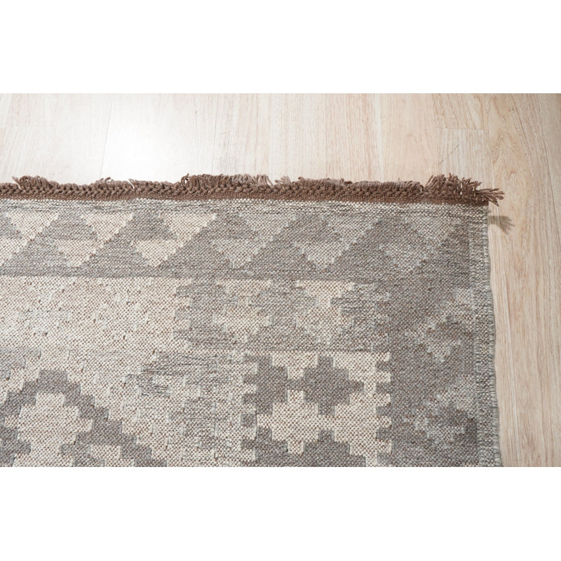 Tapis gris en laine à tissage plat Brenda Para, 8' x 10'
