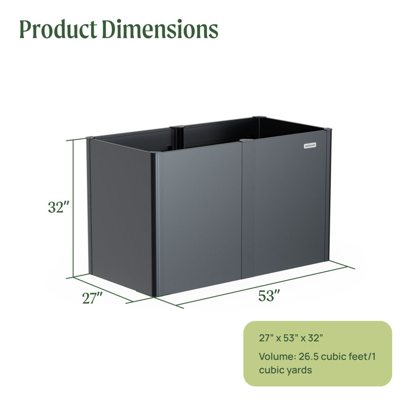 Umber Brown Extra Tall Modern Metal Raised Garden Bed 27" x 53"
