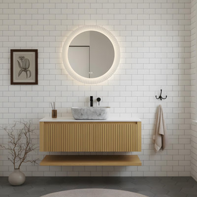 Meuble-lavabo mural en contreplaqué