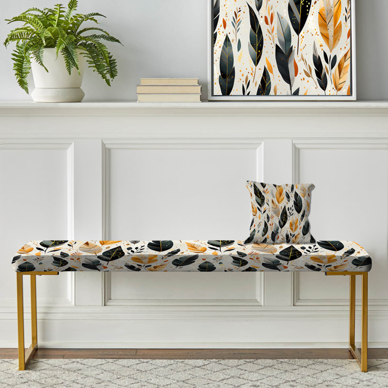 Tribal Fusion Marble Motif V - Banc rembourré en marbre doré
