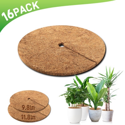 16 Pcs 9.8 Inch Coconut Fiber Tree Ring Mulch Mats