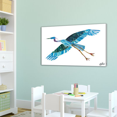 Flying High Blue Heron by Eric Carle - Painting on Canvas