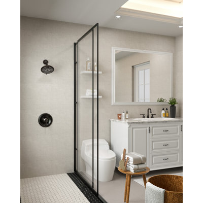 Shower Faucet Set Wall Mount, Shower System with Brass Pressure Balance Valve and 6 Inch Rain Showerhead Wall Mount