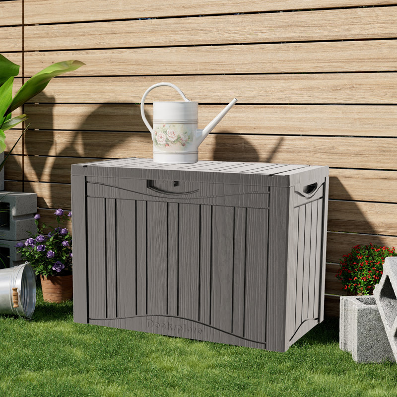 Boîte de rangement verrouillable en résine 45 gallons, Brun, 21.85" H x 30.75" W x 17.13" D