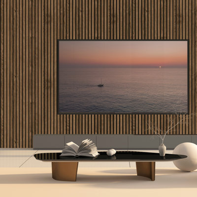 4Pcs 94.5'' L x 7.9'' W Acoustic Wood Wall Paneling,3D Decorative Soundproof Slat Panels for Wall and Ceiling(20.73 sq.ft./Case)