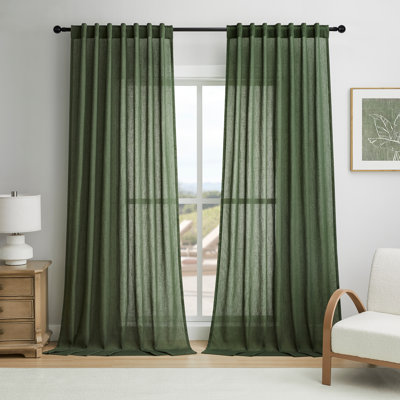 Draycott Semi Sheer Back Tab Curtain Panel Pair(Set of 2)