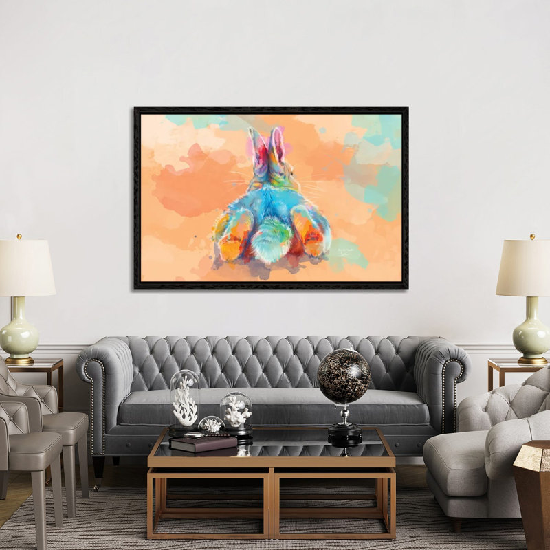 Bunny Butt by Flo Art Studio - Print on Canvas, 66.04 cm H x 45.72 cm W, Black Framed