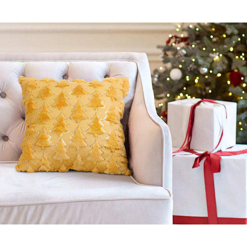 Coussin en fausse fourrure de Noël avec paillettes, Doré