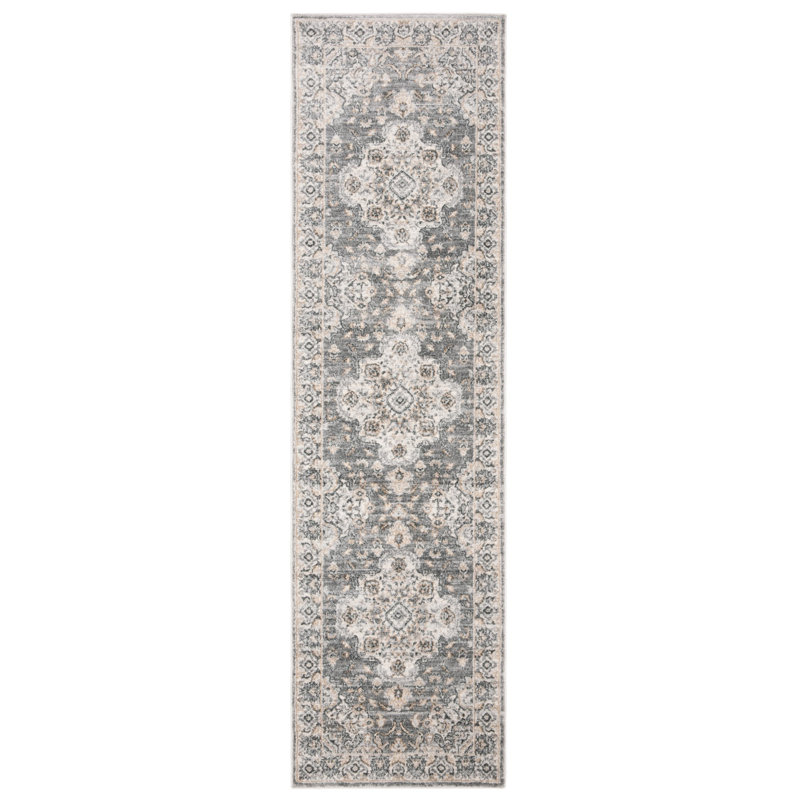 Delmer Oriental Grey Area Rug, Runner 2'2" x 7'