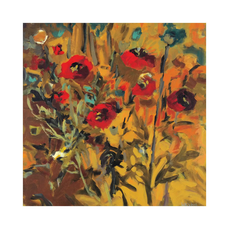 Wild Poppies by Jennifer Harwood - Wrapped Canvas Painting, 30.48cm H x 30.48cm W x 1.91cm D