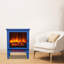 Poêle-cheminée électrique autoportant de 45,7 cm (18 pouces) avec flamme 3D réaliste, coloris bleu classique, /ul - Pour, puissance de chauffage de 1400 W/700 W, 5000's, durée de vie de 50 000 heures, éclairage DEL, style à trois faces, fond
