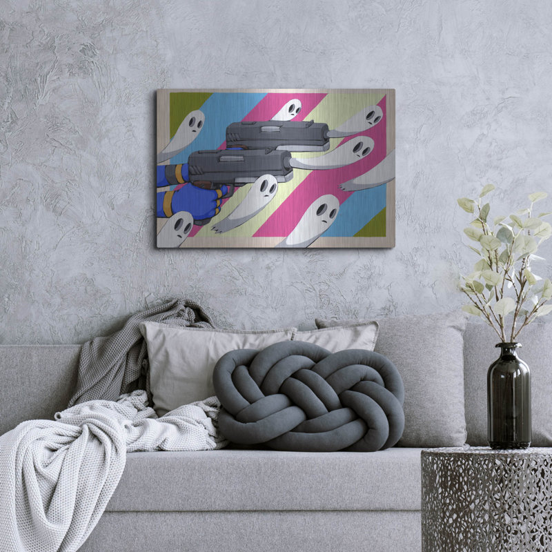 Fabrication de nouveaux fantômes par Ric Stultz, art mural en métal, H 24 po x l 36 po