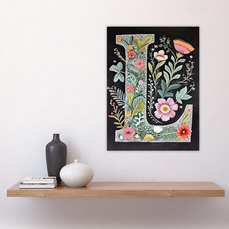 Wall Art Print Letter L Watercolour Wildflowers Colourful Nature Floral Word Art Poster