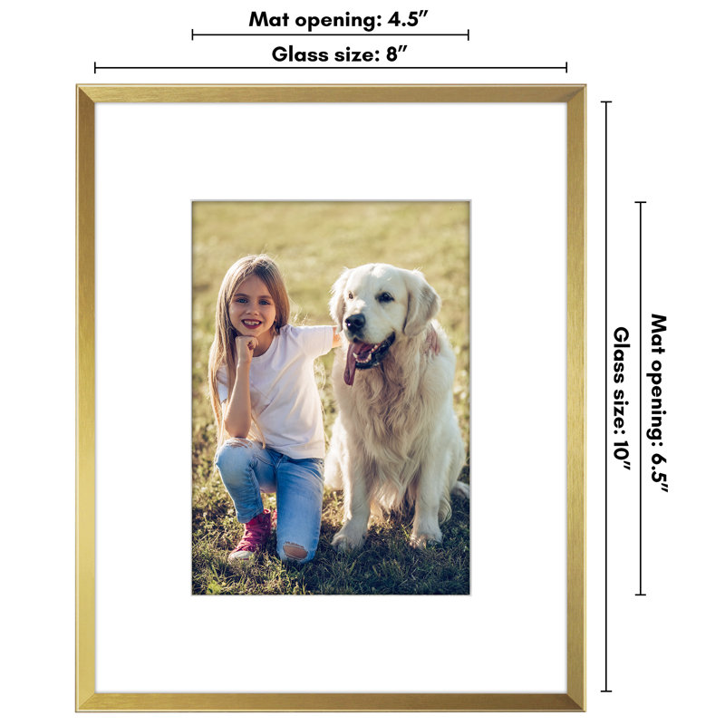 Cadre photo Cadre en aluminium Americanflat - Cadre avec passe-partout - Verre résistant aux chocs, Or, 8 po x 10 po