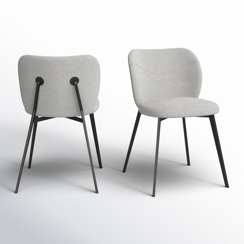 Granger 18.5'' H Fabric Upholstered Side Chair, Light Gray, Black
