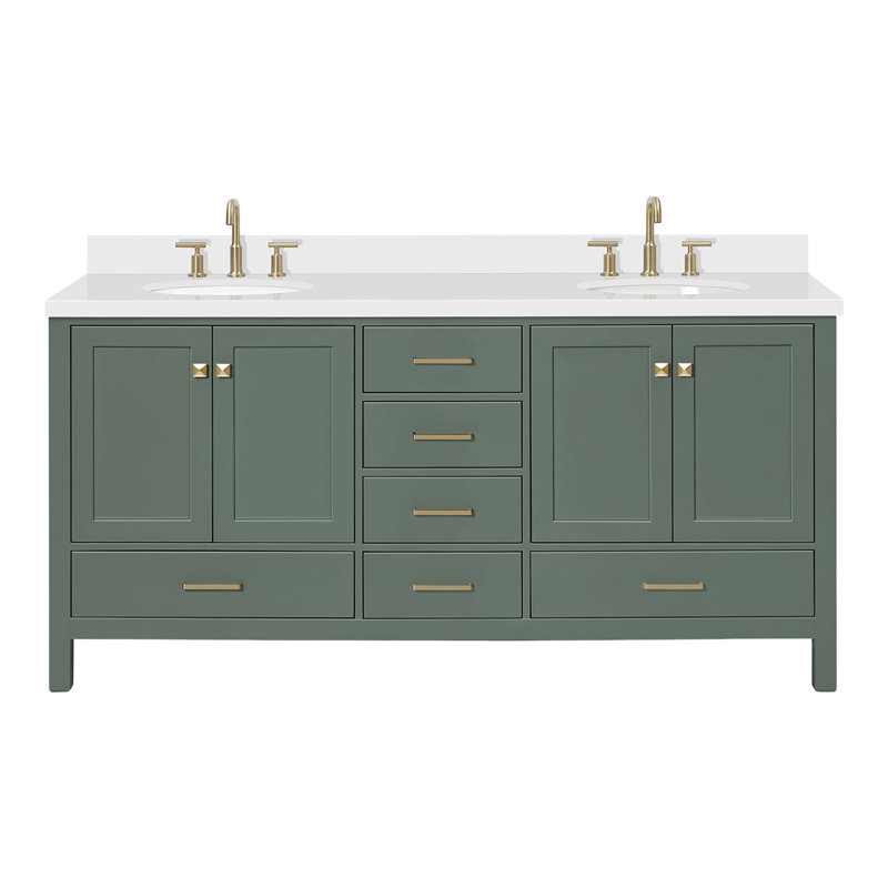 Ensemble de meuble-lavabo double 73 po Amariani, Oval, Vert rétro