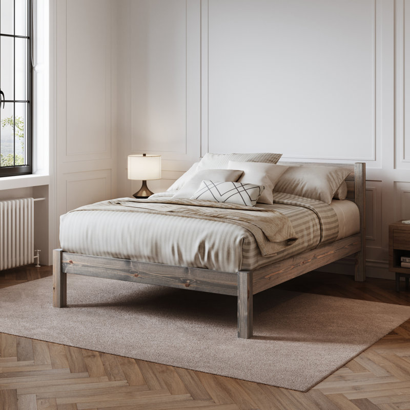 Euan Bed Frame, Twin, Gray Wood