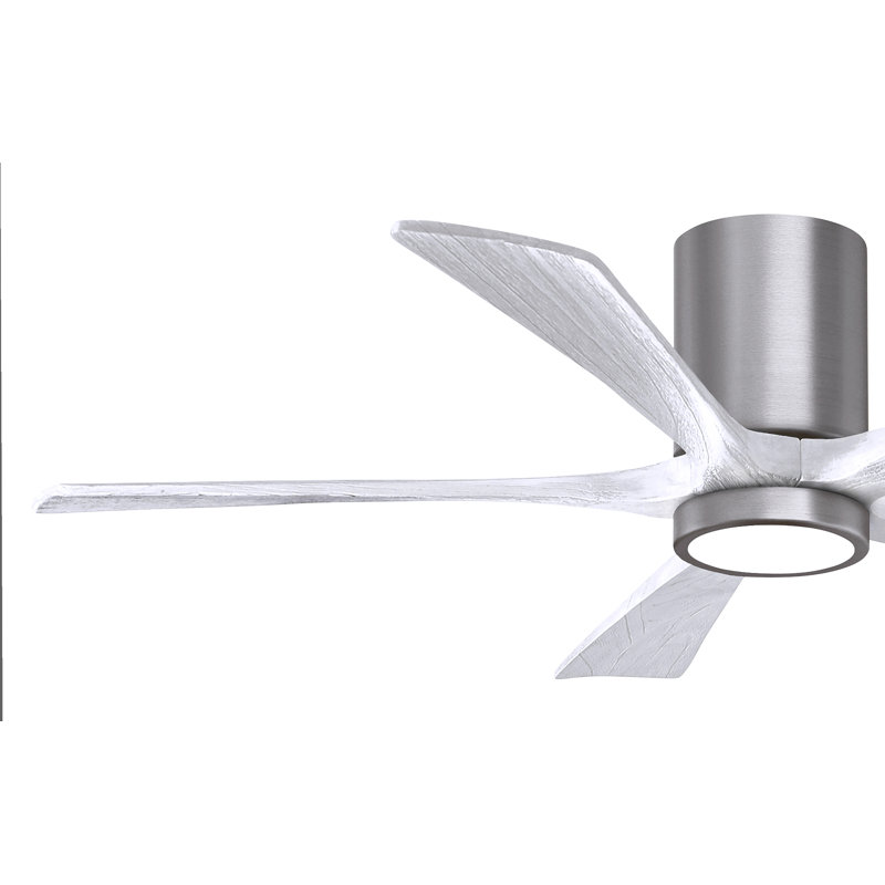 Irene Flushmount Light Kit 5 Blade LED Ceiling Fan, Brushed Pewter, 52", Matte White