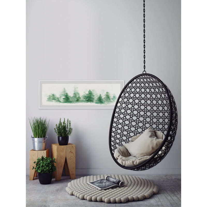 Hazy Pine Forest - Single Picture Frame Panoramic Painting, 38cm H x 114cm W x 3.81cm D