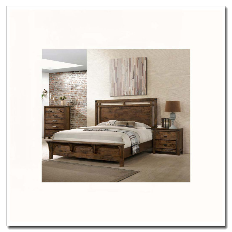 Queen Size Panel Bed W Built In Bench Footboard
