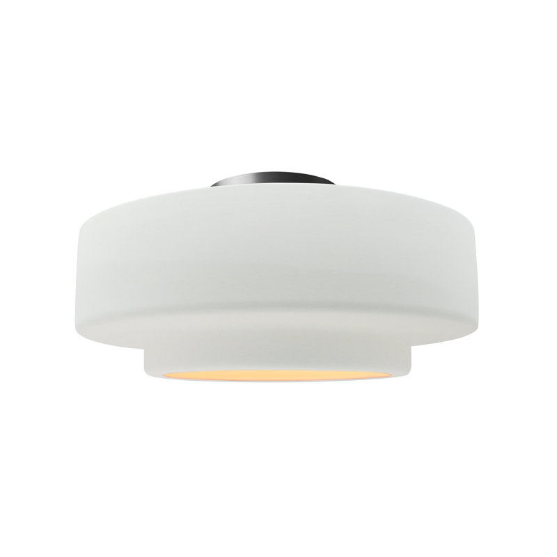 Plafonnier semi-encastré Radiance, H 7,25 po x l 14,5 po x P 14,5 po, Blanc brillant, Nickel brossé