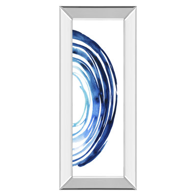 Art mural bleu vortex II - 18 po x 42 po - Cadre en miroir