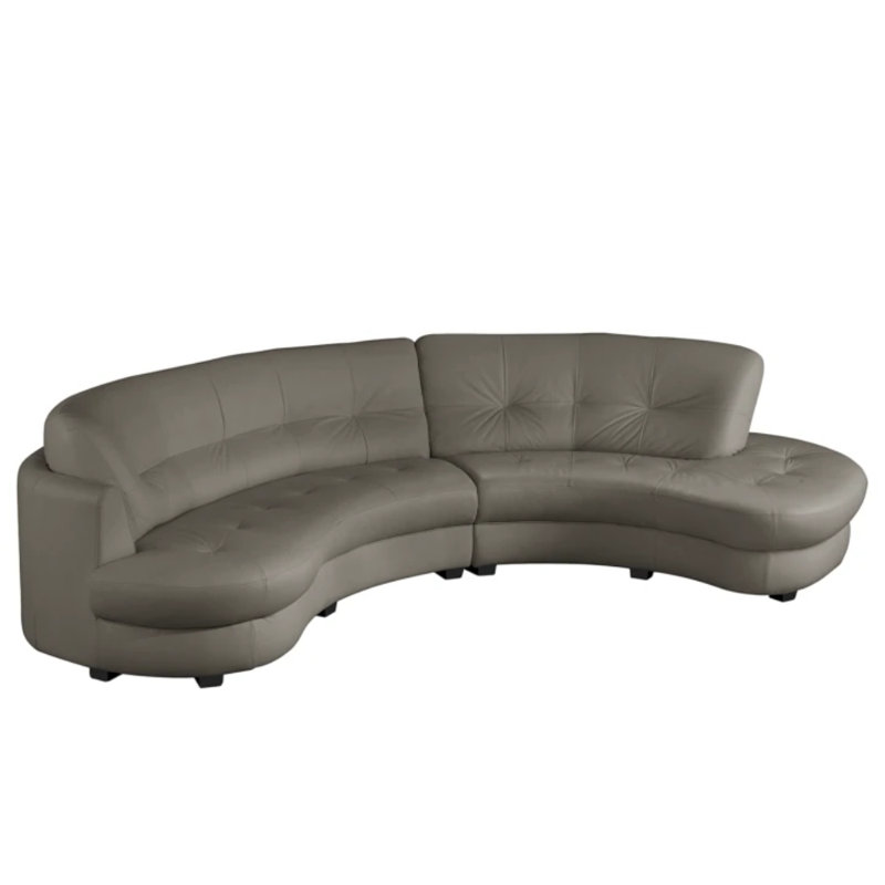 Maura Genuine Leather Curved Corner Sofa , Right Hand Facing, Dark Grey