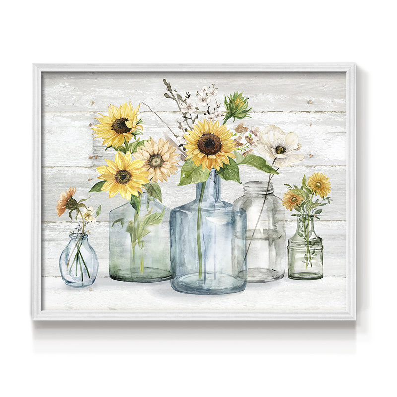 Tournesol Extravaganza - Impression encadrée - Restickable, H 8 po x l 10 po, Blanc