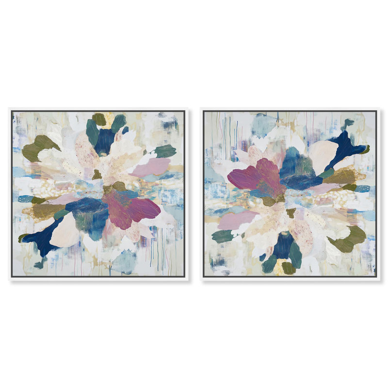 «Dépliant« I »sur toile« Pastel Hue »par Art Remedy, H 41 po x l 41 po, Cadre blanc