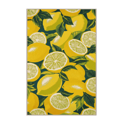 Washable Lemon Fruits Area Rug