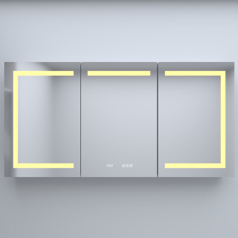 Armoire de salle de bain moderne encastrée en aluminium à miroir intégré
