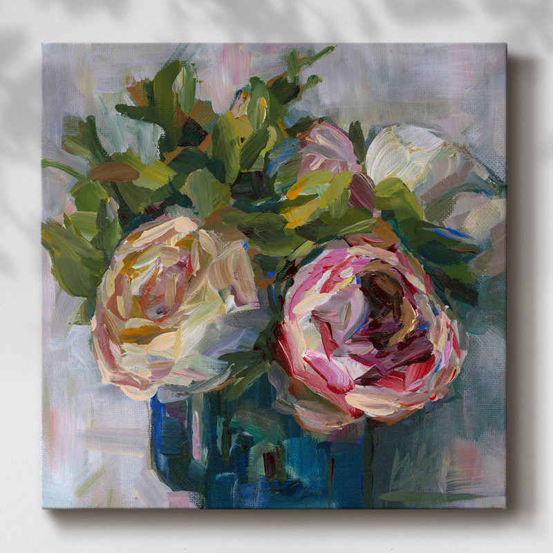 Trio de pivoines sur toile, H 24 po x l 24 po x P 1,5 po
