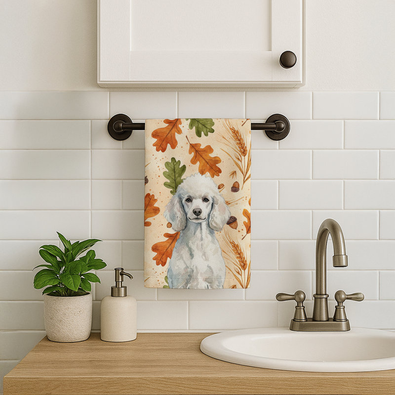Serviette de cuisine standard blanche, Caniche blanc standard