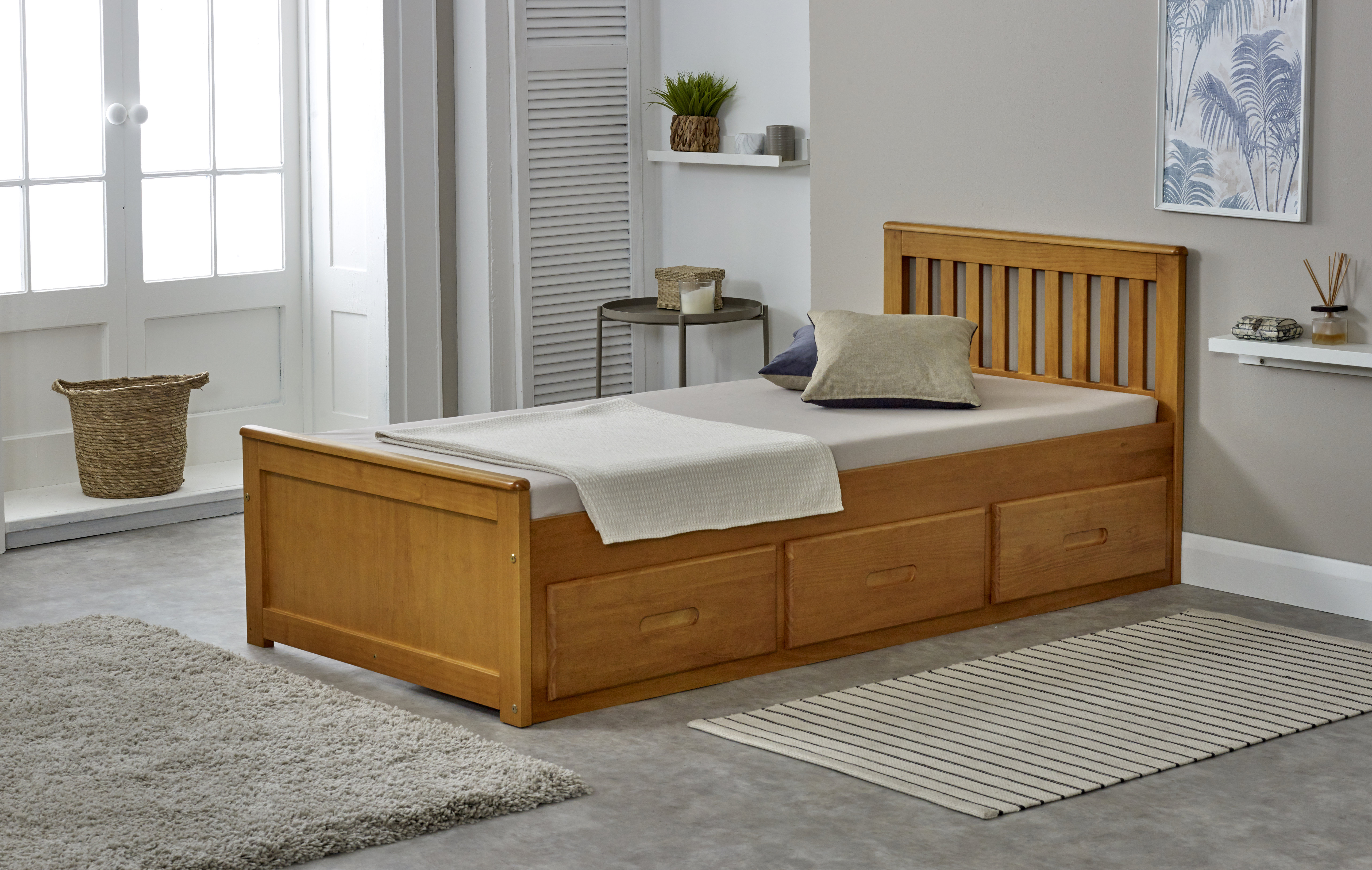 Single wooden box deals bed