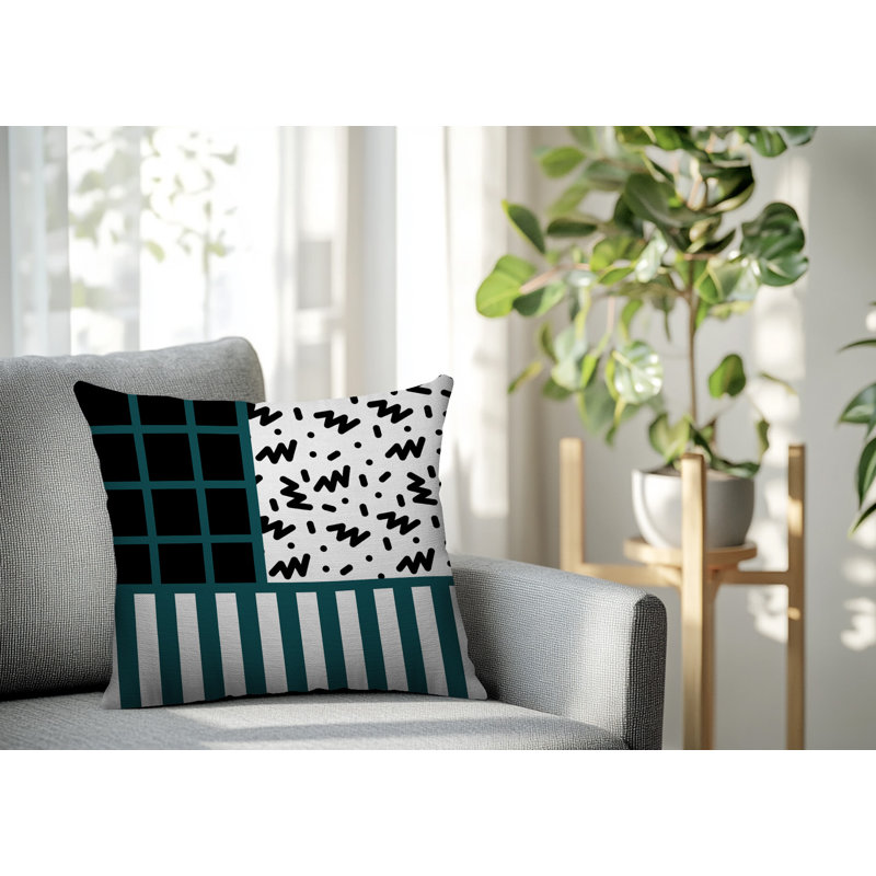 Oreiller carré réversible intérieur / extérieur Froza, Émeraude, Carré 16 po