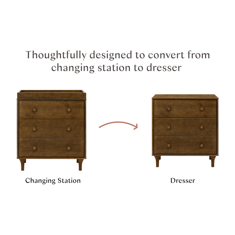 Lolly 3 Drawer Changing Table, Natural Walnut