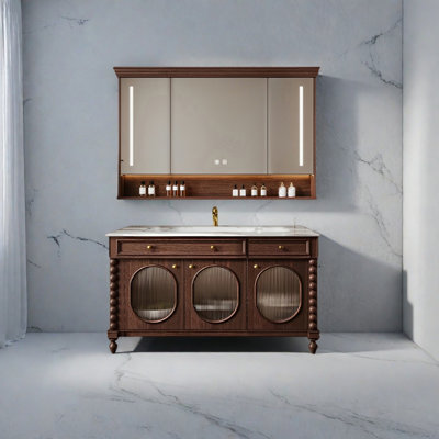 Armoire de salle de bain en pierre de style rétro français de luxe