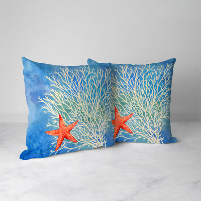 Laural Home Coral Starfish Splash Indoor Decorative Pillow