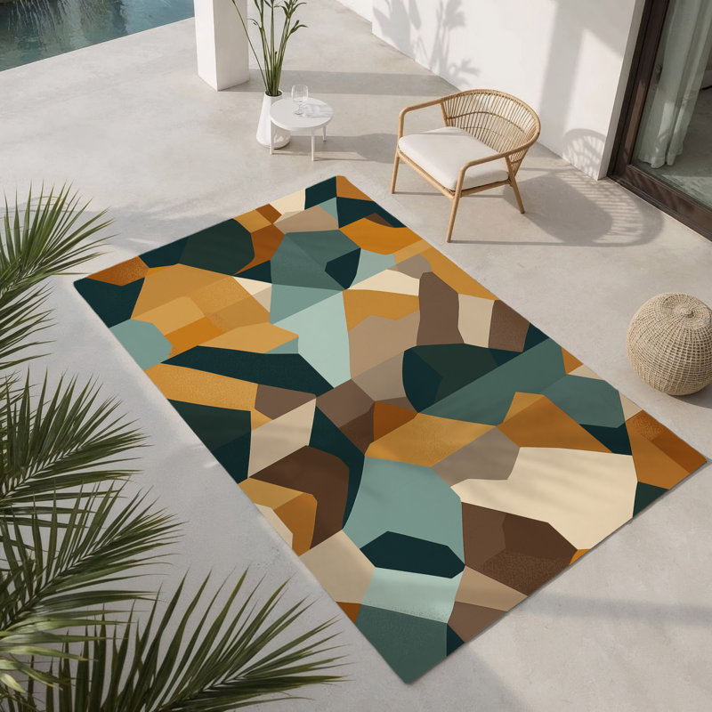 Cubic Plateaus Indoor And Outdoor Area Rug, Rectangle 2' x 3'
