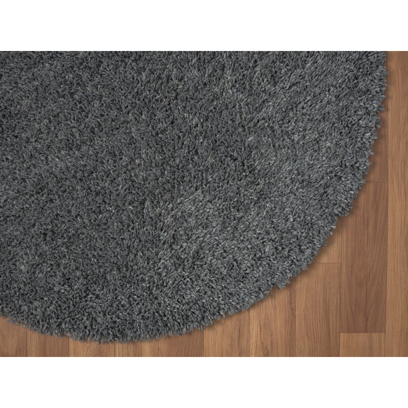 Shaggy Lush grey Rug, Round 150cm