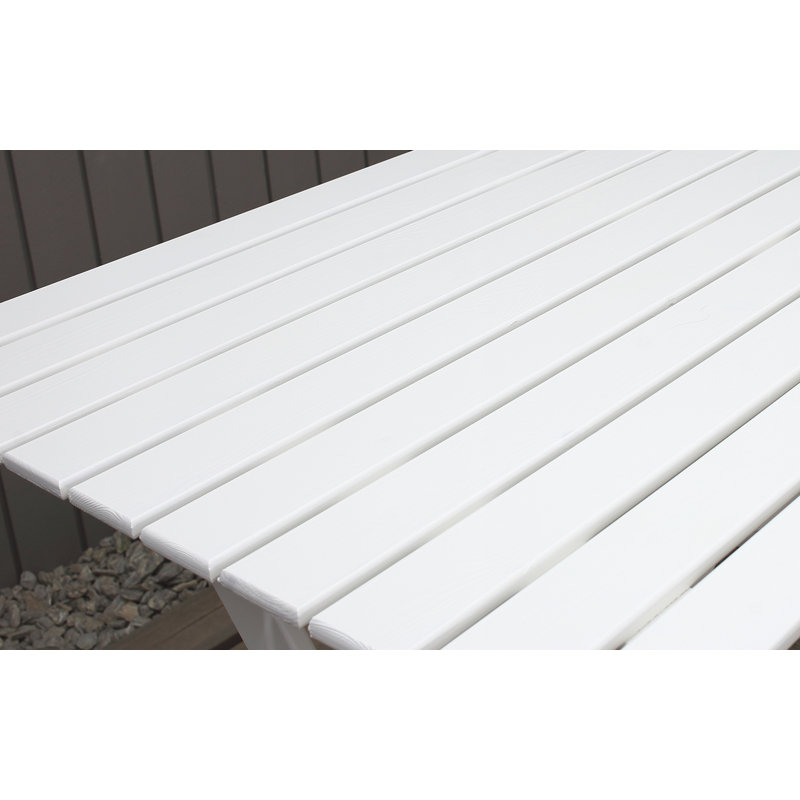 Arlot Rectangular Pine Outdoor Dining Table , 193.04cm cm W 317.5cm cm D, White