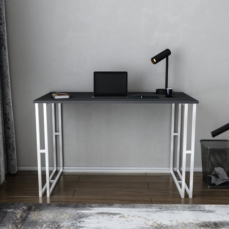 Kane 120cm W Rectangular Computer Desk, Anthracite/White 