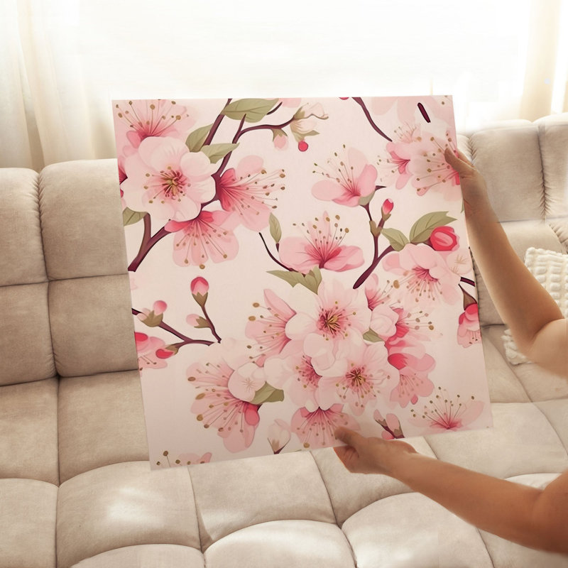 Impression florale de fleur de cerisier japonais Sakura, H 12 po x l 12 po