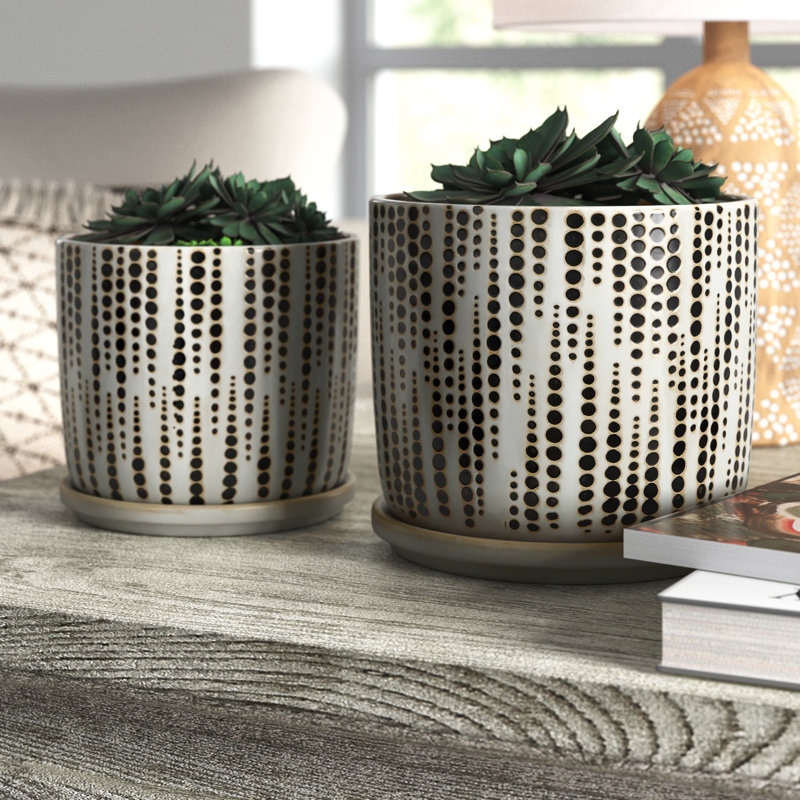 Natale Ceramic Pot Planter, 5.5" H x 6.1" W x 6.1" D