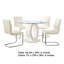 Ensemble de table de salle à manger 5 pièces Gregy, base ovale en piédestal, tissu blanc