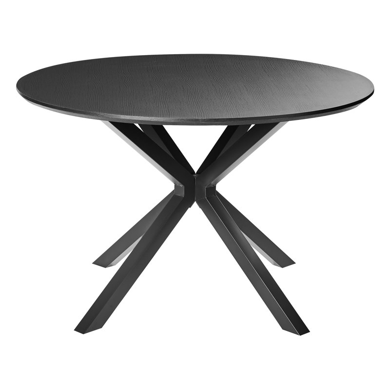 Round Metal Base Dining Table, Black
