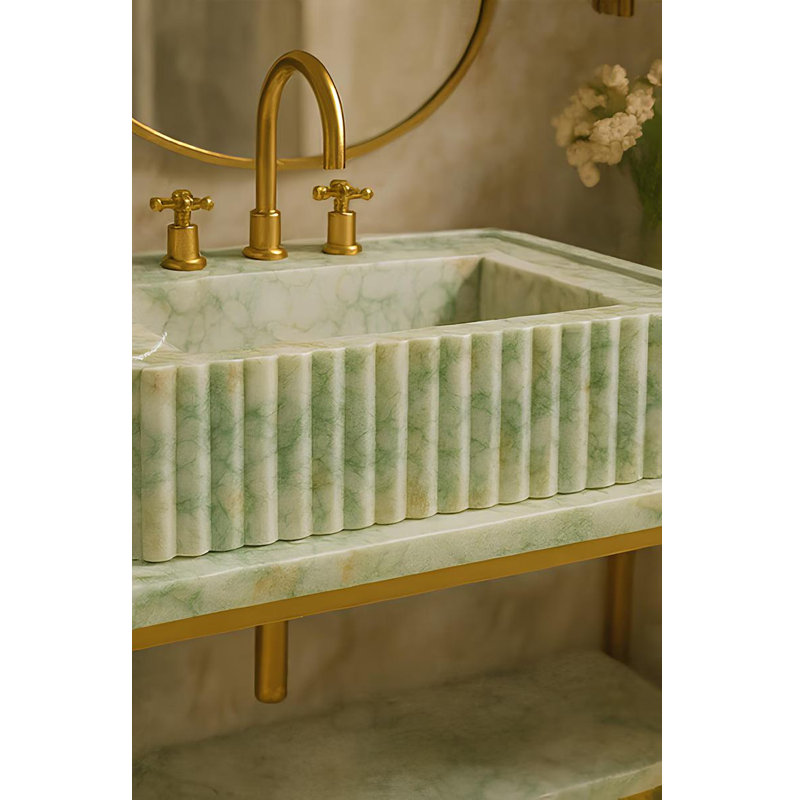 Lavabo de meuble-lavabo en marbre Calacatta Verde
